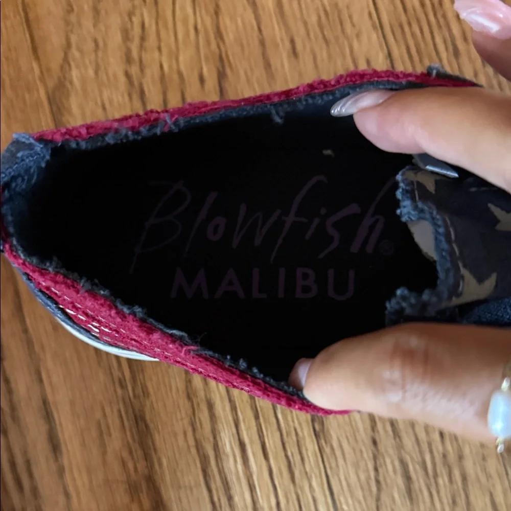 Blowfish Red and Navy Star Canvas Slip-On Sneakers